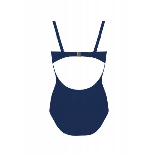Women's one piece swimming costume Self Gold 5 Navy blue back